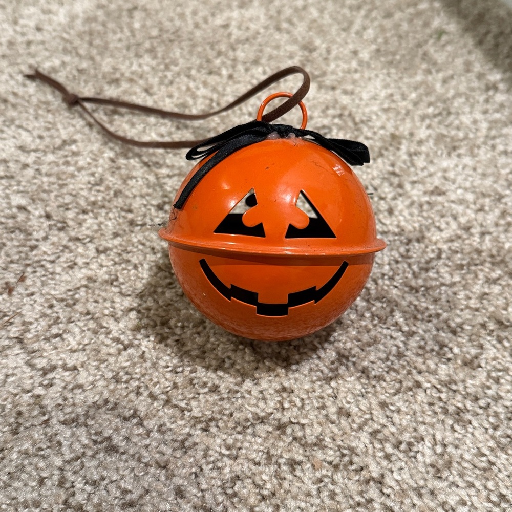 Large Orange Jack-O'-Lantern Bell Ornament